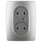 Розетка 2X2P, 16A-250В, Эра12, алюминий, 12-2107-03