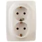 Розетка 2X2P+E Schuko, 16A-250В, винт, Эра12, слоновая кость, 12-2116-02
