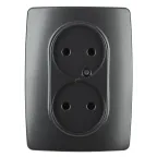 Розетка 2X2P, 16A-250В, Эра12, антрацит, 12-2107-05
