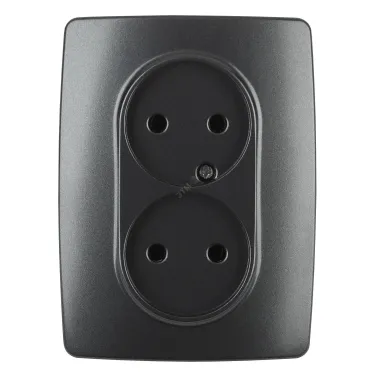 Розетка 2X2P, 16A-250В, Эра12, антрацит, 12-2107-05