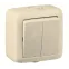 Выключатель двухклавишный наружный слоновая кость IP44 10А