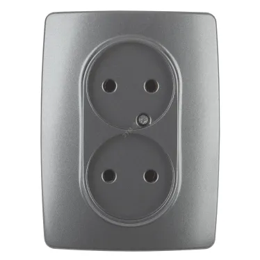 Розетка 2X2P, 16A-250В, Эра12, графит, 12-2107-12