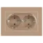 Розетка Intro Accent 6-205-04 2X2P+E Schuko, 16А-250В, IP20, СУ, AL/CU, шампань