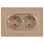 Розетка Intro Accent 6-205-04 2X2P+E Schuko, 16А-250В, IP20, СУ, AL/CU, шампань