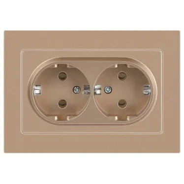 Розетка Intro Accent 6-205-04 2X2P+E Schuko, 16А-250В, IP20, СУ, AL/CU, шампань