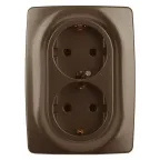 Розетка 2X2P+E Schuko со шторками , 16A-250В, Эра12, бронза, 12-2108-13