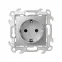 Розетка с заземлением Schuko 2Р+Е 16A 250В~ с системой Push@Go цвета алюминий S24 Harmonie