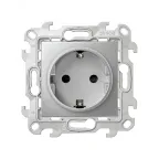 Розетка с заземлением Schuko 2Р+Е 16A 250В~ с системой Push@Go цвета алюминий S24 Harmonie