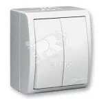 15 Aqua Выключатель двухклавишный с подсветкой IP54 10А 250В винтовой зажим S15A белый