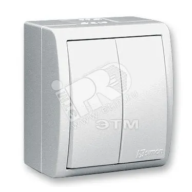 15 Aqua Выключатель двухклавишный с подсветкой IP54 10А 250В винтовой зажим S15A белый