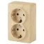 Розетка 2х2P+E Schuko со шторками, 16A-250В, ОУ, Эра Эксперт, сосна, 11-2206-11