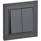 BRITE Выключатель двухклавишный 10А в сборе ВСР10-2-0-БрГ графит IEK