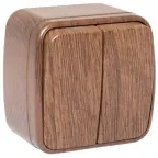                  Выключатель 2-клавишный ОП Минск 10А темное дерево
               