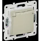 SKANDY Розетка 1-местная с заземлением с защитными шторками и крышкой 16А IP44 SK-R11B бежевый IEK