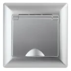 Розетка 2P+E Schuko с крышкой, 16А-250В, СУ, Solo, алюминий, 4-203-03