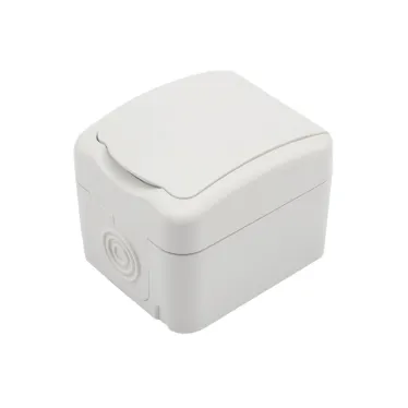 Розетка одноместная (керамика) Mini OG IP54, с заземлением, о/у, белая