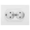 Розетка Intro Accent 6-205-01 2X2P+E Schuko, 16А-250В, IP20, СУ, AL/CU, белый