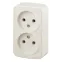 Розетка 2х2P, 16A-250В, ОУ, Polo, сл.кость, 3-203-02