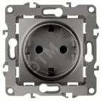 Розетка 2P+E Schuko со шторками, 16A-250В, Эра12, графит, 12-2102-12
