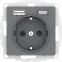 ATLASDESIGN РОЗЕТКА 16А c 2 USB A+C, 5В/2,4А/3,0А, 2х5В/1,5А, механизм, ГРИФЕЛЬ