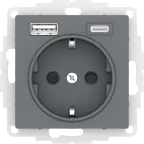 ATLASDESIGN РОЗЕТКА 16А c 2 USB A+C, 5В/2,4А/3,0А, 2х5В/1,5А, механизм, ГРИФЕЛЬ