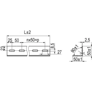 Профиль L-образный L2000 2.5мм цинк-ламель