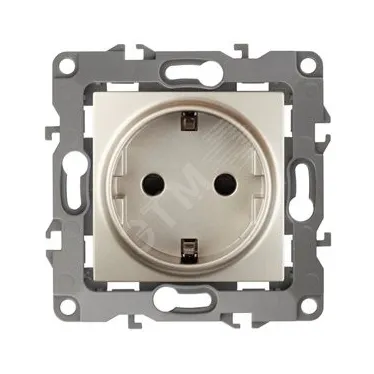 Розетка 2P+E Schuko, 16A-250В, б.л., Эра12, шампань, 12-2001-04