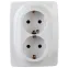 Розетка 2X2P+E Schuko со шторками , 16А-250В, б.л., Эра12, белый, 12-2008-01