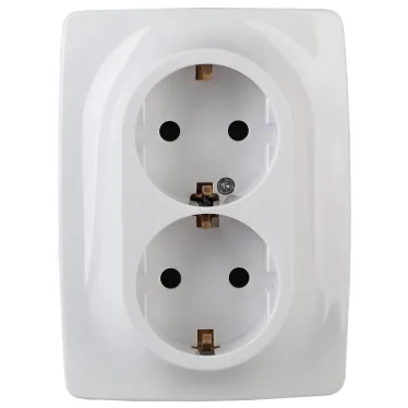 Розетка 2X2P+E Schuko со шторками , 16А-250В, б.л., Эра12, белый, 12-2008-01