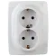 Розетка 2X2P+E Schuko, 16A-250В, винт, Эра12, белый, 12-2116-01