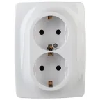 Розетка 2X2P+E Schuko, 16A-250В, винт, Эра12, белый, 12-2116-01