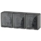 Розетка 3х2P+E IP54, 16A-250В, ОУ, Эра Эксперт, серый, 11-2405-03