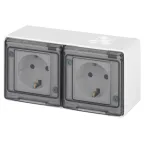 Розетка Эксперт 11-2504-01 2х2P+E гориз. IP55, шторки, 16A-250В, ОУ, белый