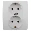 Розетка 2X2P+E Schuko со шторками, 16A-250В, Эра12, белый, 12-2104-01