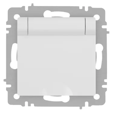 Розетка Intro Accent 6-203-01М 2P+E Schuko с крышкой, 16А-250В, IP20, СУ, белый матовый