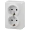 Розетка 2х2P+E Schuko со шторками, 16A-250В, ОУ, Эра Эксперт, белый, 11-2206-01