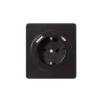 Розетка ROUND одинарная с/з скрытой установки з/ш 16А с USB A+C быстрой зарядки 5В/3А механизм оникс