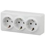 Розетка 3х2P+E Schuko, 16A-250В, ОУ, Эра Эксперт, белый, 11-2208-01