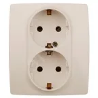 Розетка 2X2P+E Schuko со шторками, 16A-250В, Эра12, слоновая кость, 12-2104-02