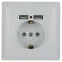 Розетка Intro Solo 4-410-01 с заземлением P+E Schuko со шторками, 16А-250В + 2хUSB, IP20, СУ, белый