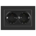 Розетка Intro Accent 6-205-07 , 2X2P+E Schuko, 16А-250В, IP20, СУ, AL/CU, графит