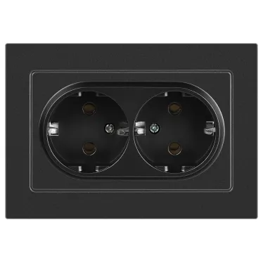 Розетка Intro Accent 6-205-07 , 2X2P+E Schuko, 16А-250В, IP20, СУ, AL/CU, графит