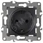 Розетка 2P+E Schuko, 16A-250В, Эра12, антрацит, 12-2101-05