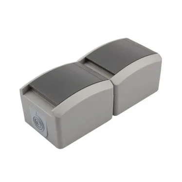 Блок вертикальный 2 розетки INDUSTRIAL IP54 с заземлением, о/у, серый