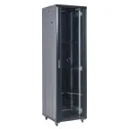 Шкаф напольный 42U 600х600х2054мм стеклянная дверь RAL 9005 черный
