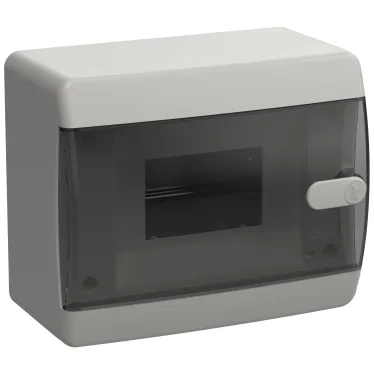Корпус пластиковый навесной на 6 модулей ЩРН-П-6 IP41 UNION Compact черная прозрачная дверь