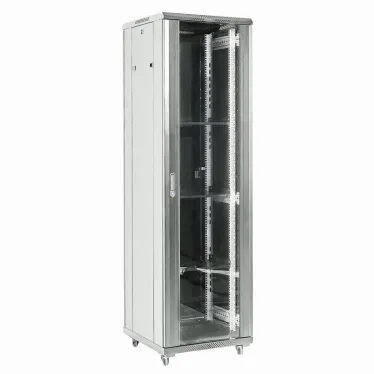 Шкаф напольный 22U 600х600х1164мм стеклянная дверь RAL 7035 серый