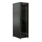 Шкаф напольный 19-дюймовый 47U 2277x600х600 мм ВхШхГ перед. стекл дверь с перфорированными бок. зад. дверь сплошная черный