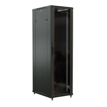 Шкаф напольный 19-дюймовый 47U 2277x600х600 мм ВхШхГ перед. стекл дверь с перфорированными бок. зад. дверь сплошная черный