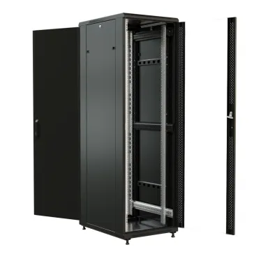 Шкаф напольный 19-дюймовый 47U 2277x600х600 мм ВхШхГ перед. стекл дверь с перфорированными бок. зад. дверь сплошная черный